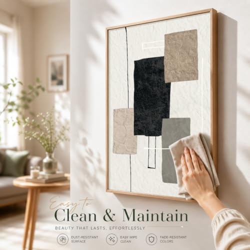 KAlRNE Beige Wall Decor Minimalist Block Lines Art Prints Set (3 Count)