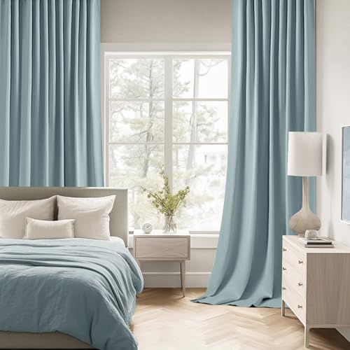 Slate Blue Back Tab Blackout Curtains 52x102 Inch Long 2 Panels Set (2 Count)