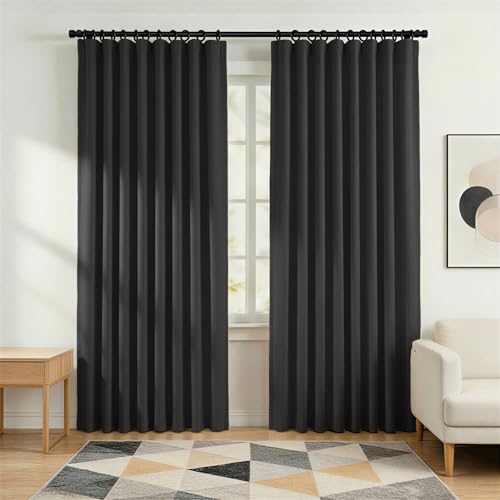 Blackout Curtains for Bedroom Room Darkening Curtains for Living Room Ceiling Door Curtain（Black Drape 1 Panel