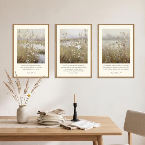 Vintage Christian Bible Verses Framed Canvas Wall Art