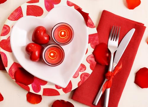 4 Pcs Round Valentine's Day Braided Placemats Place Mats Watercolor Heart Dinner Table Mats Valentine Dining Table Decor for Home Wedding Anniversary Party Farmhouse Kitchen Decor (4 Count)