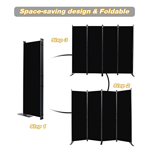 Room Divider 4 Panel Folding Privacy Screens with Wider Feet (4 Count)