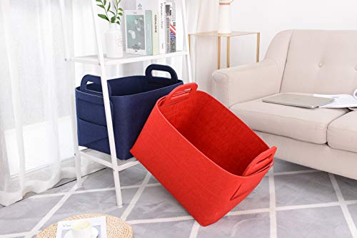 Storage Basket Felt Storage Bin Collapsible& Convenient Box Organizer with Carry Handles for Office Bedroom Closet Babies Nursery Toys Laundry