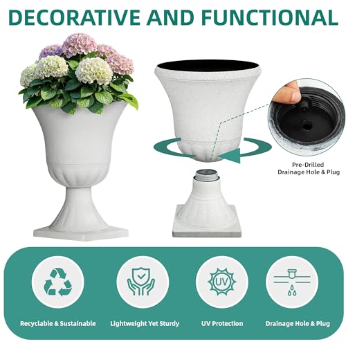 Autodaya 22" Large Urn Outdoor Planters Set of 2 (2 Count)