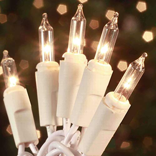 Christmas Lights 100 Count Mini Clear Lights 21ft White Wire Christmas Tree String Lights Set for Outdoor Indoor Christmas Decorations Wedding Valentines Day Decor