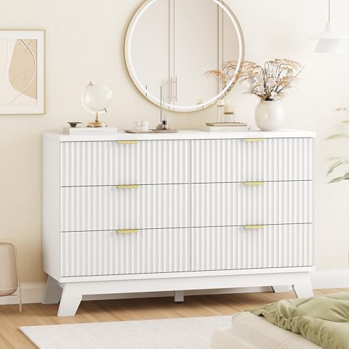 Fluted Dresser for Bedroom with 6 Drawers