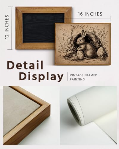 Framed Rabbit Wall Art Rustic Farmhouse Decor