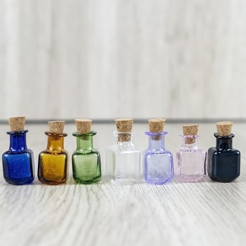 2ml Mini Rectangle Glass Bottles with Cork (7 Count)