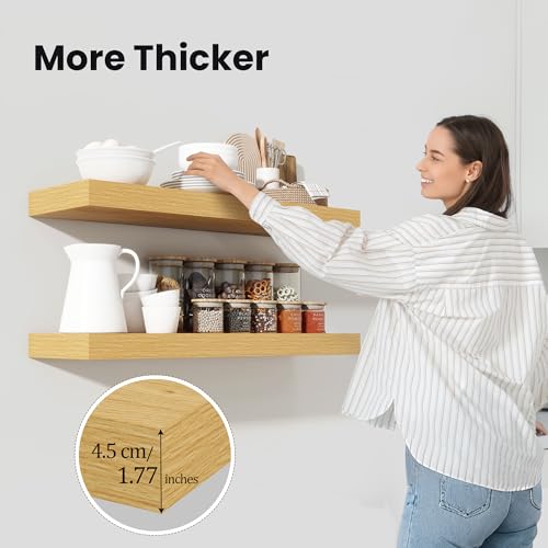Floating Shelves 35.7" W x 10.3" D Oak Set of 2 (2 Count)