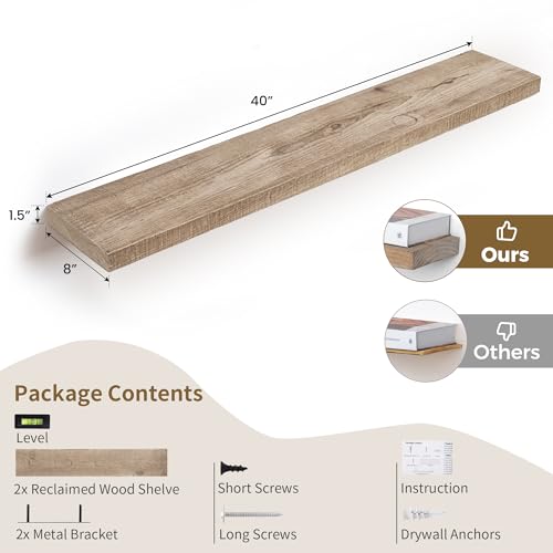 Floating Shelves Reclaimed Barnwood (2 Count)