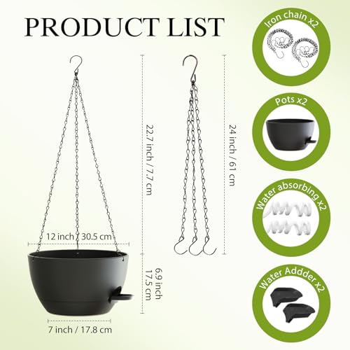12 Inch Hanging Baskets 2 PC with Chains (2 Count)