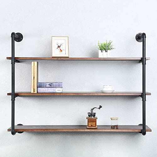 Industrial Pipe Shelves With Wood Planks