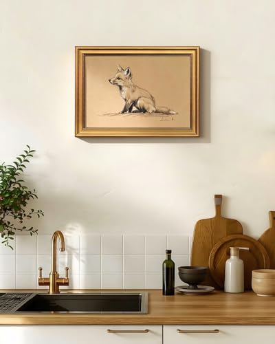 Framed Vintage Fox Sketch Wall Art