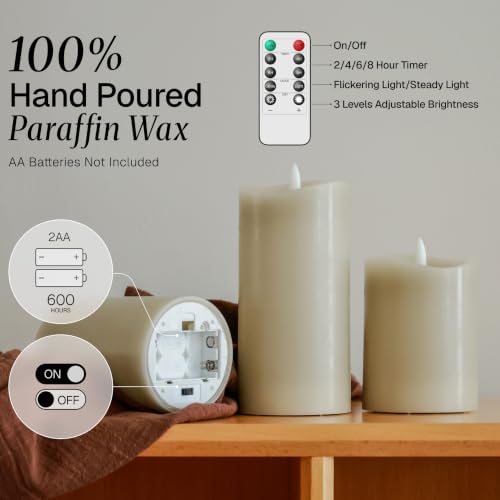 Beige LED Real Wax Flameless Battery (3 Count)