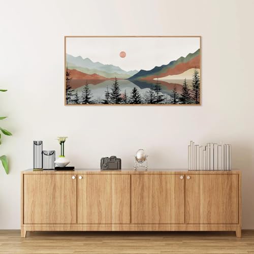 Boho Mountain Framed Canvas Wall Art Set