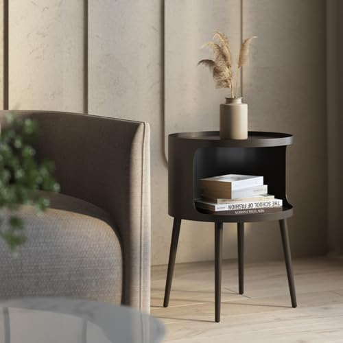 ZHBHHYZ Modern Round Side Table with Open Storage