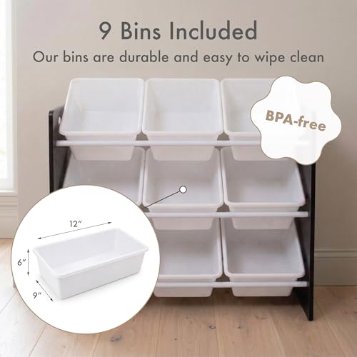 Toy Storage Organizer with 9 Removable Storage Bins for Kids Playroom