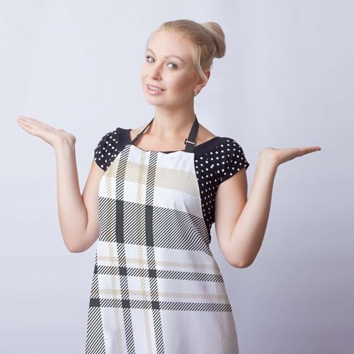Makeup Apron for Women Plaid Texture Funny Aprons for Men for Kitchen Cooking Restaurant BBQ Painting Crafting Gardening 27”