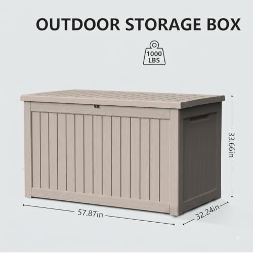 280 Gallon Outdoor Storage Box Waterproof Lockable Resin Deck Box Large