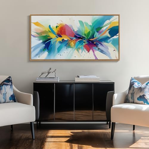 Large Framed Colorful Abstract Wall Art for Living Room