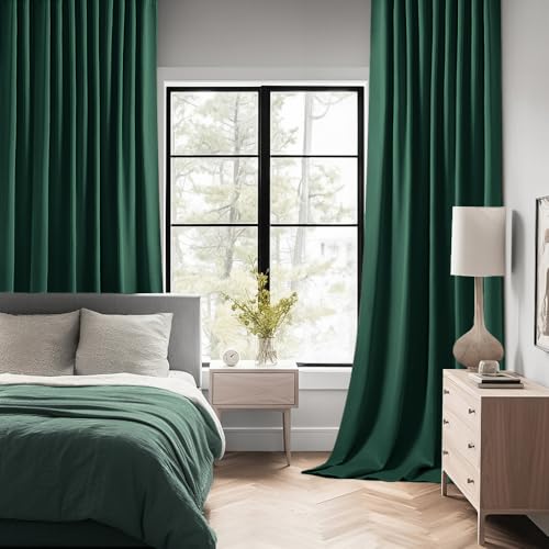 Christmas Hunter Green Back Tab Blackout Curtains 52"x108" 2 Panels (2 Count)