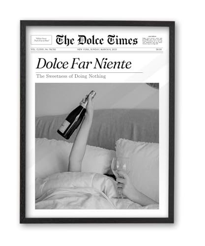 16x20in Dolce Far Niente Black Framed Newspaper Wall Art