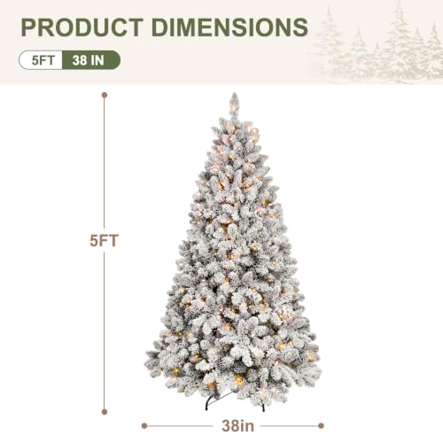5ft Pre lit Flocked Christmas Tree