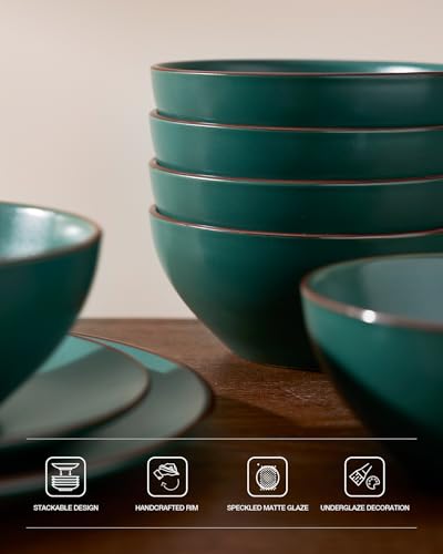Venus Stoneware Dinnerware Sets with Pasta Bowls (24 Count)