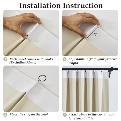 Pinch Pleated Curtains 102 Inches Long for Living Room (2 Count)