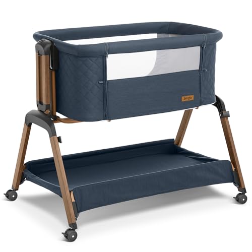 3-in-1 Baby Bassinet, Bedside Sleeper, Rocking Mode, Wheels, Navy
