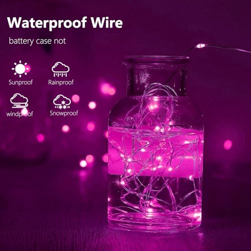 4 Pack Fairy Lights Battery Operated with Timer Valentines Day Lights Pink (4 Count)