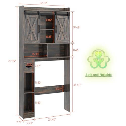 Over The Toilet Storage Cabinet with Sliding Doors