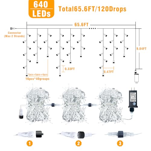66ft Icicle Lights for Outside