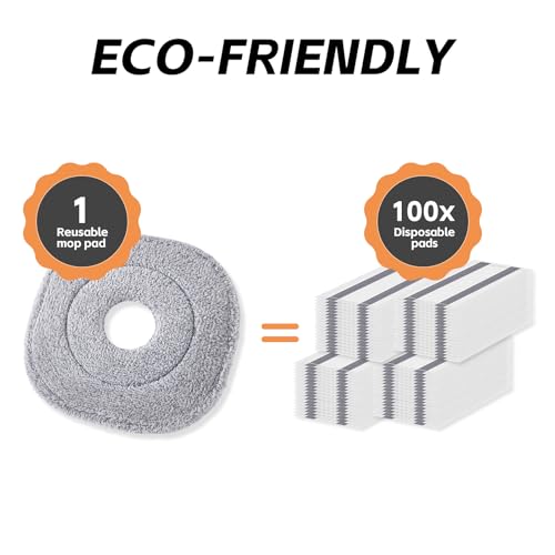 9 Inch Square Microfiber Mop Pad Refill Compatible with True & Tidy Mop System and Most 9 Inch Square Spin Mops (6 Count)