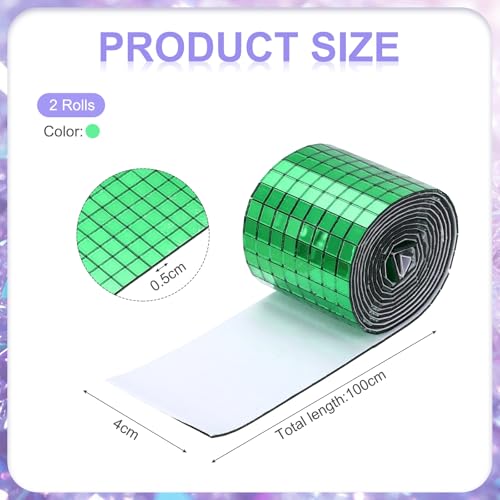 Self Adhesive Glass Mirror Mosaic Tiles 3200 Pcs 5 x 5 mm Disco Tiles for Craft Decoration Glass Mirror Disco Ball Green 2 Pcs (2 Count)