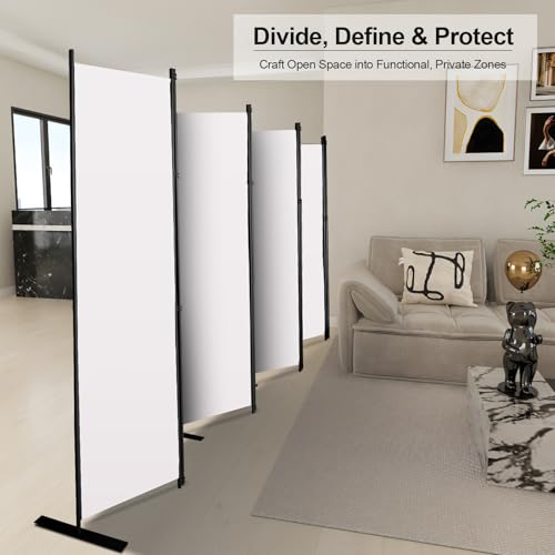 8 Panels White Room Divider Portable Privacy Screen 160" W X 72" H