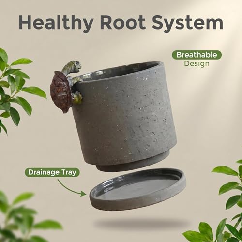 Ceramic Plant Pot with Resin Figure for Idoor Plants
