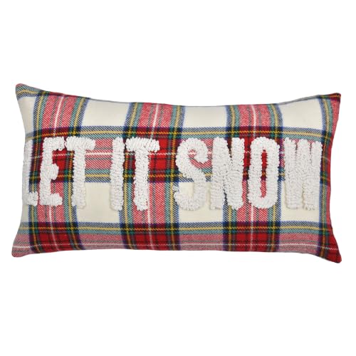 Let It Snow Christmas Decor Velvet Decorative Rectangle Throw Lumbar Waist Pillow Case Cushion Cover for Couch Living Room 12X24 inches