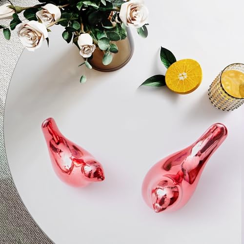 Small Birds Statues Pink Home Decor Modern Style Decorative Ornaments for Living Room (2 Count)