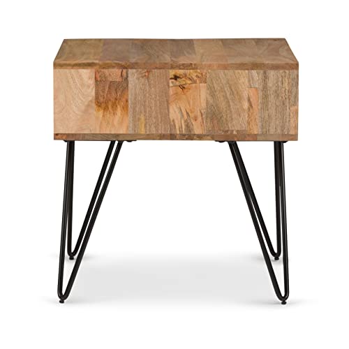 Hunter 22" Wide Solid Wood Square End Table in Natural