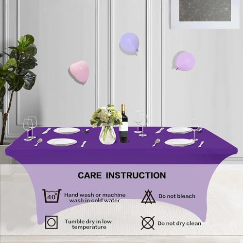 2 Pack 6FT Table Cloth for Rectangular Spandex Purple Table Cover (2 Count)