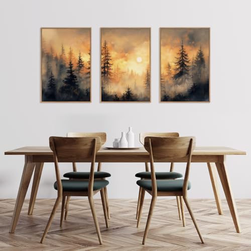 Golden Sunshine Forest Framed Canvas Wall Art