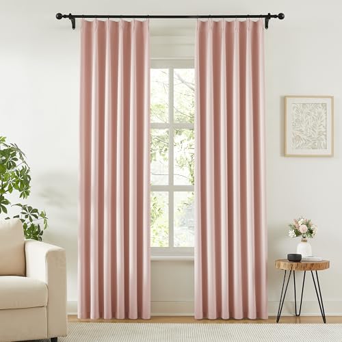 Pink Pinch Pleated Curtains 90 Inches Long for Bedroom (2 Count)