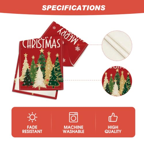 Red Xmas Trees Table Runner Home Party Decor 13x48 Inch