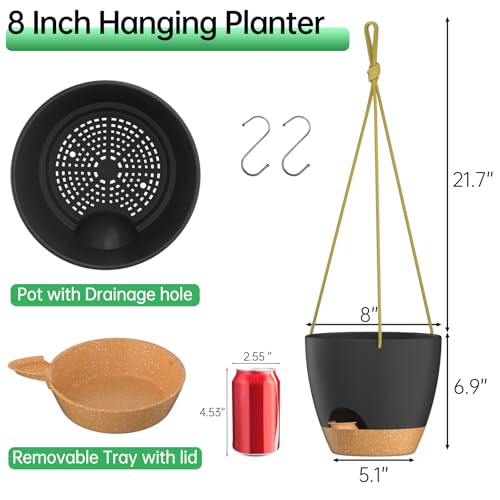 8 Inch Hanging Planters for Indoor Outdoor Plants (2 Count)