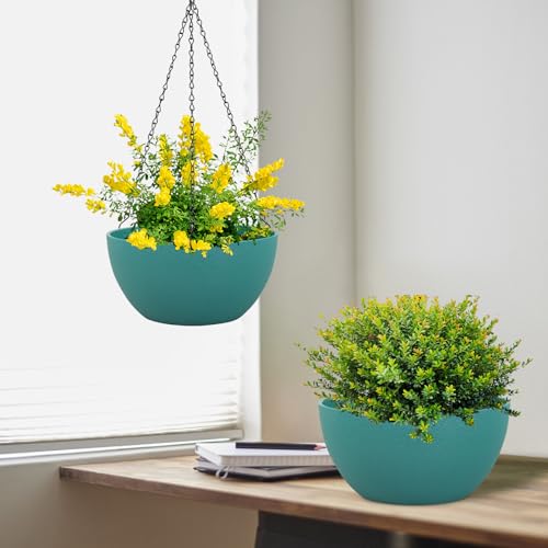 8 inch Small Hanging Planters Plant Pots for Indoor Outdoor Plants (2 Count)