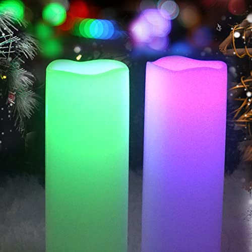 Color Changing Outdoor Battery Operated Flameless Candles with Remote 2 PCS (2 Count)