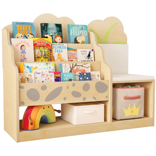 4-in-1 Kids Bookshelf and Toy Storage with Reading Nook, FSC Safety