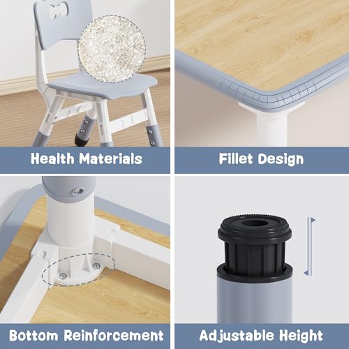 Height Adjustable Toddler Table and 6 Chairs Set