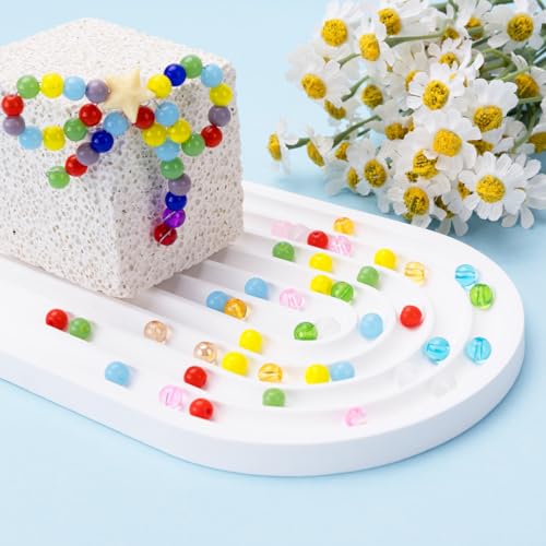 About 1200PCS 6mm Original Color Glass Beads Bracelet Making Kit